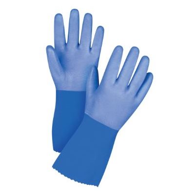 Gants bleus ultra flexible double PVC rugueux 12'' #9 (S)