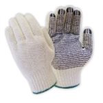 Gants de coton naturel à points de PVC médium / pr (S)