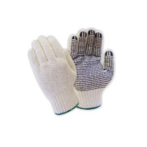 Gants de coton naturel à points de PVC médium / pr (S)