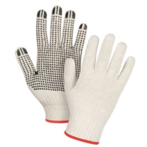 Gants de coton naturel à points de PVC petit / pr (S)