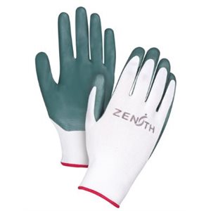 Gants en polyester blancs enduit de nitrile gris (S)