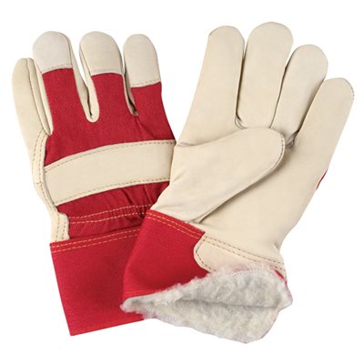 Gants d'ajusteur en cuir fleur de vache doublés lisses mouton imperméables / pr boa / acrylique (rouge) 