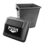 Poubelle grise avec couvert basculant "PUSH" - 25L.