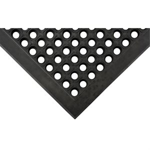 Tapis antifatigue troué caoutchouc 3' x 5' x ½ - NOIR 